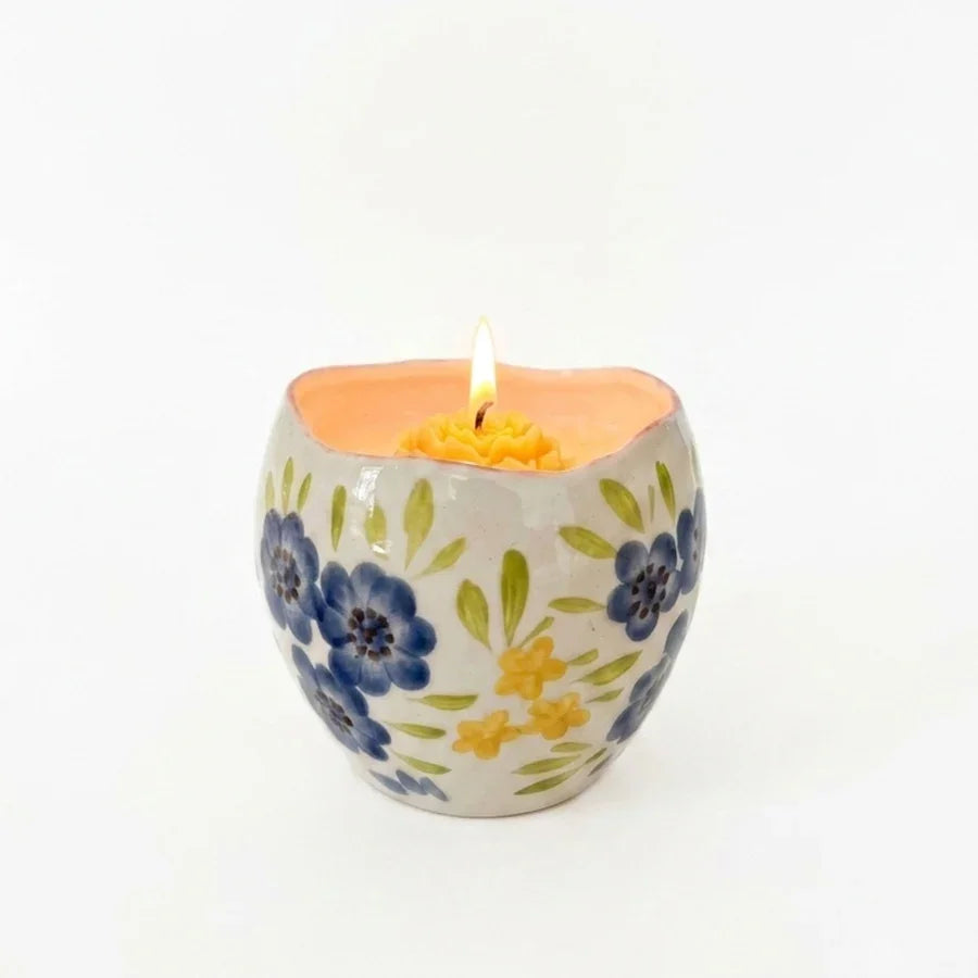 Hand-Painted Floral Ceramic Candle My Store 3