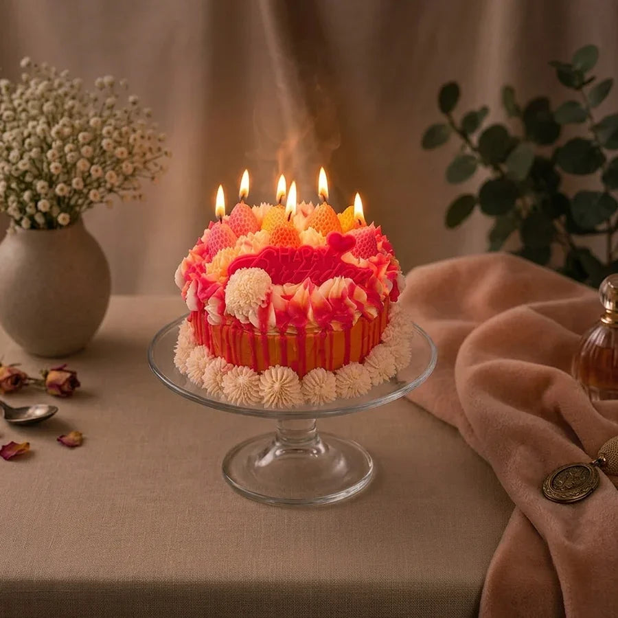 "Happy Birthday" Pink Drizzle Celebration Cake Candle Candles by BRADOR