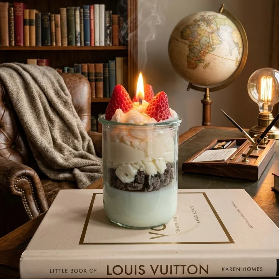 Strawberry Parfait Artisan Dessert Candle Candles by BRADOR