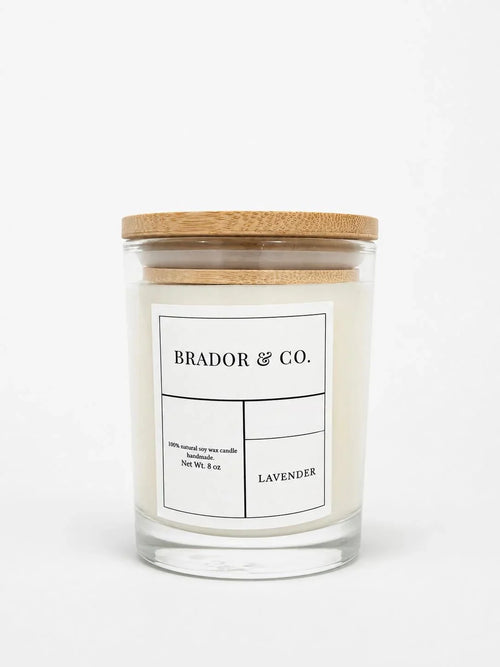 : Brador & Co. 100% Natural Lavender Soy Candle Candles by BRADOR