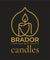 BRADOR candles logo with golden candle icon on black background